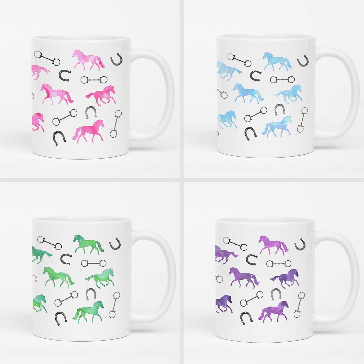 Horses and Bits Mug - Set of 4