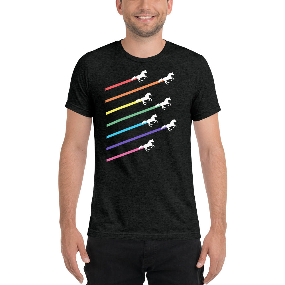 Rainbow Stripes Horse Tri-Blend T-Shirt