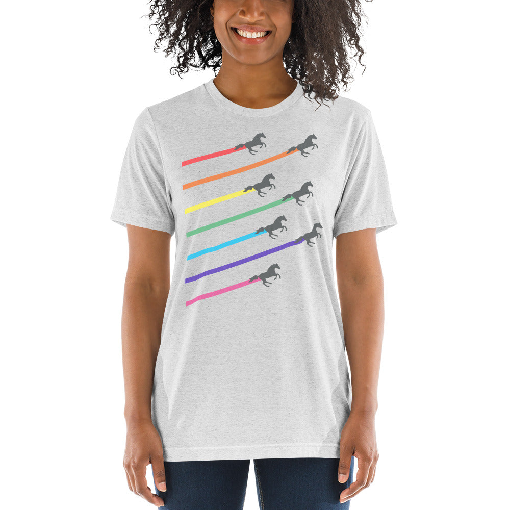 Rainbow Stripes Horse Tri-Blend T-Shirt