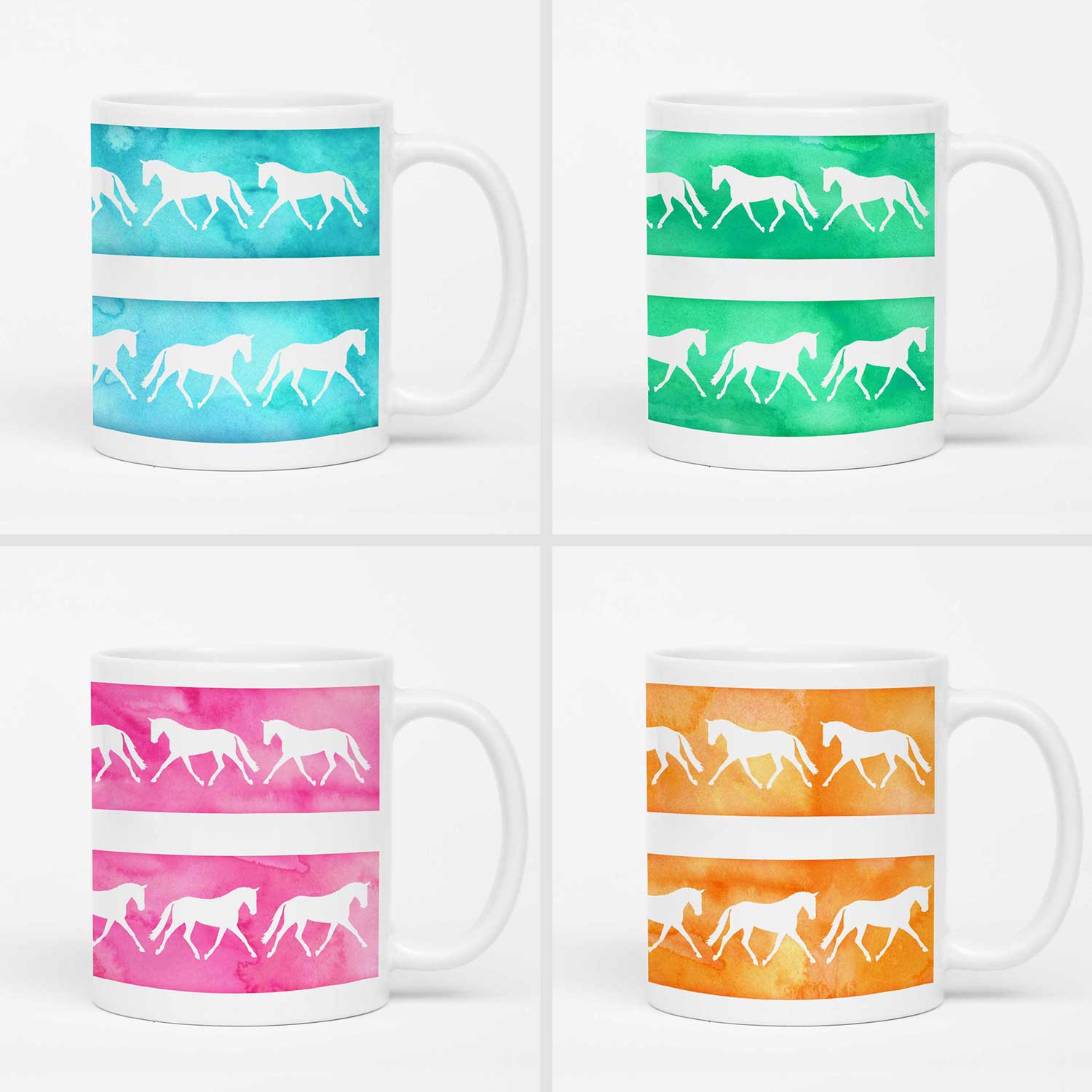 Trotting Horses Mug - Set of 4