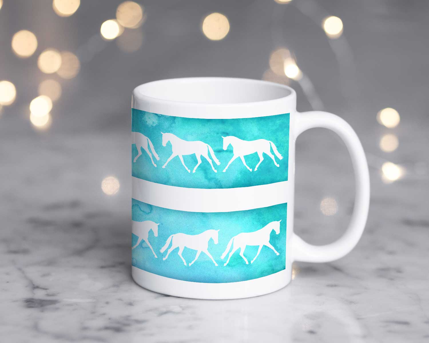 Trotting Horses Mug - Blue