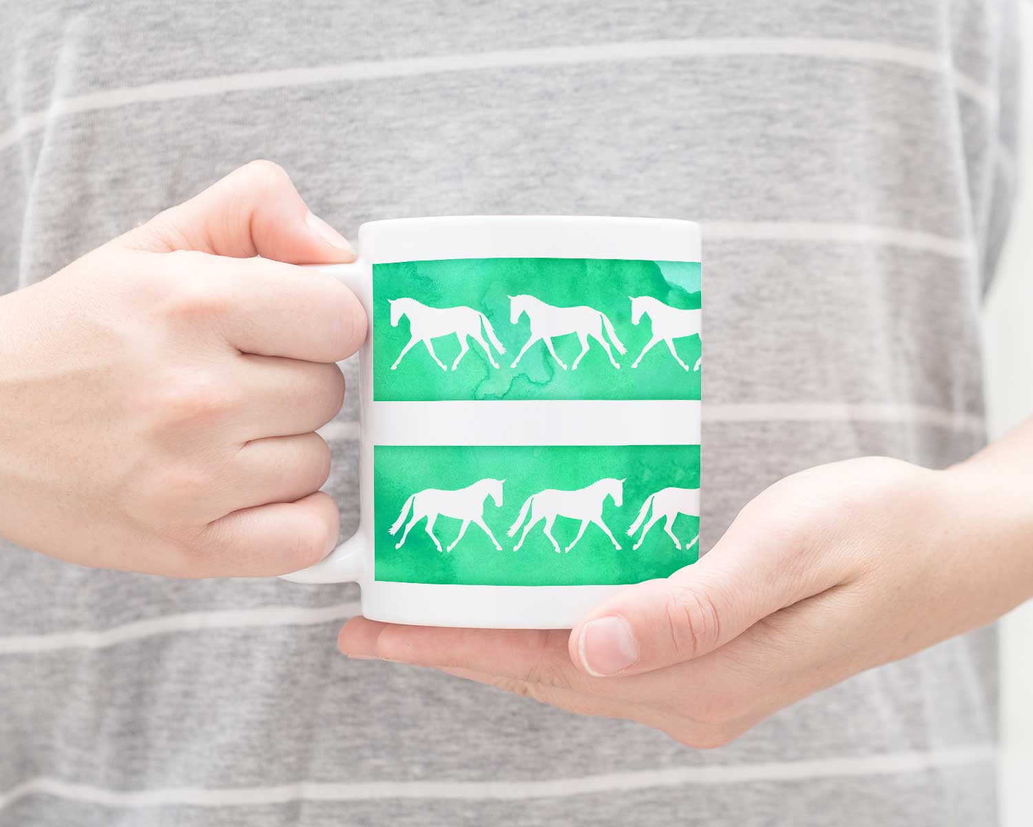 Trotting Horses Mug - Green