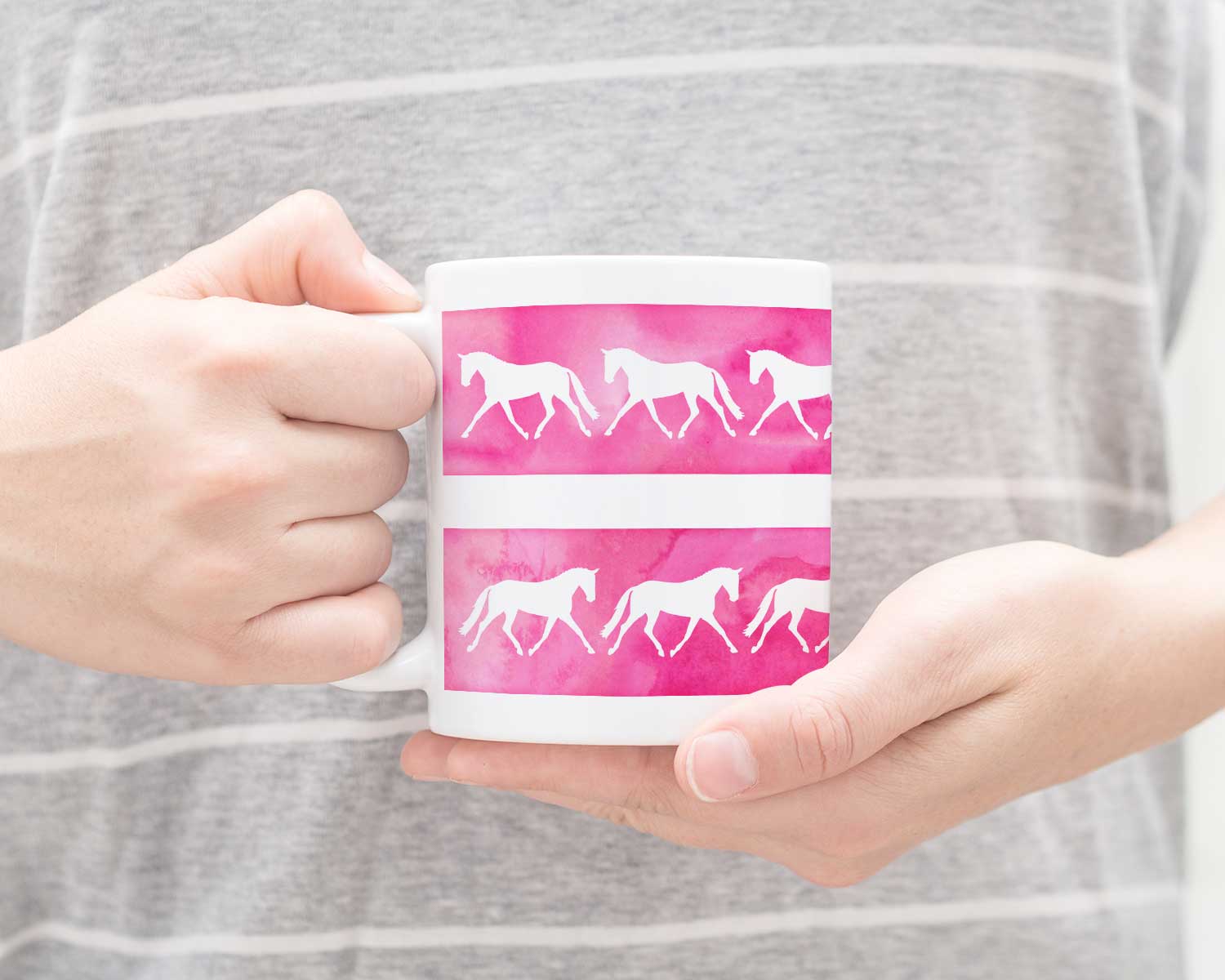 Trotting Horses Mug - Pink